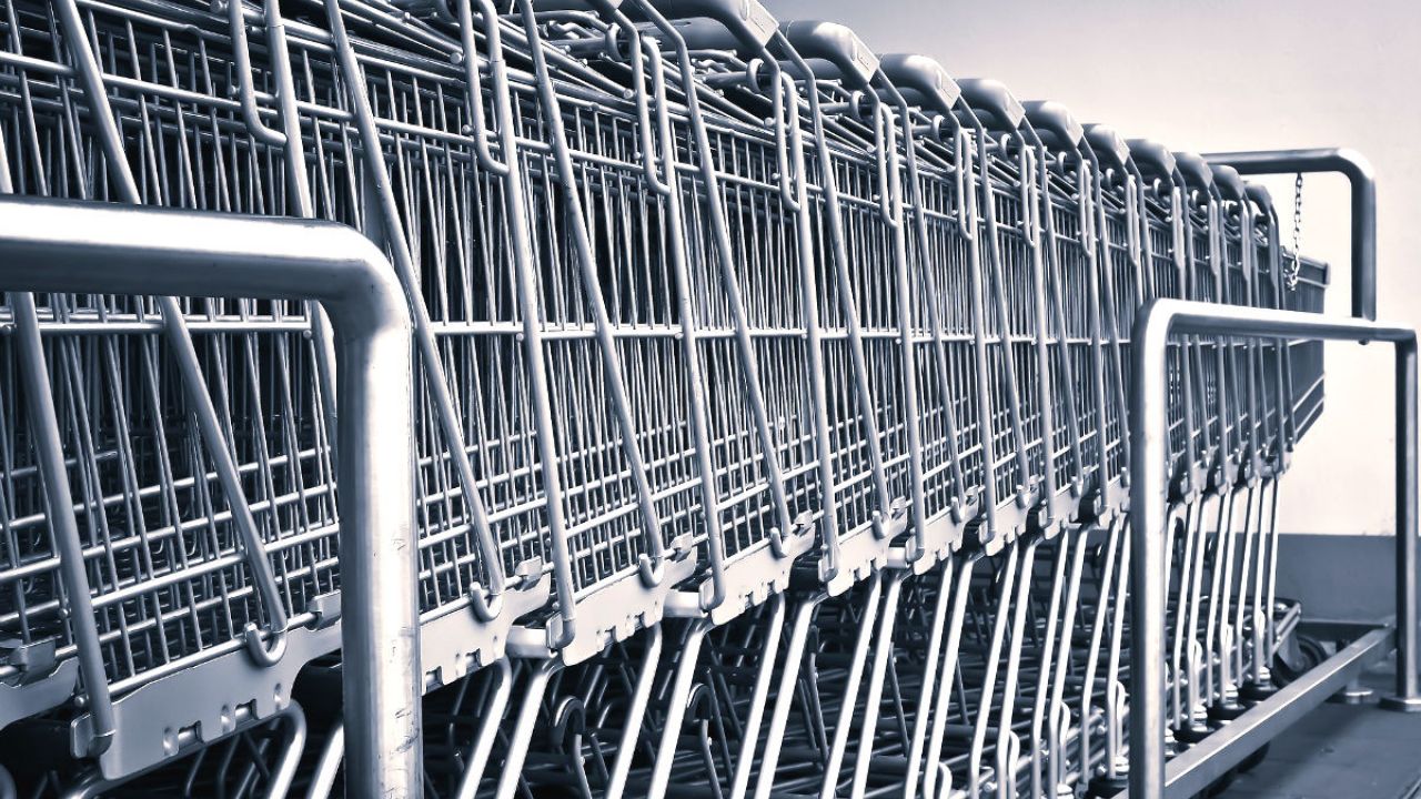 A line of shopping trolleys