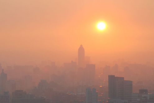 smog at sunset