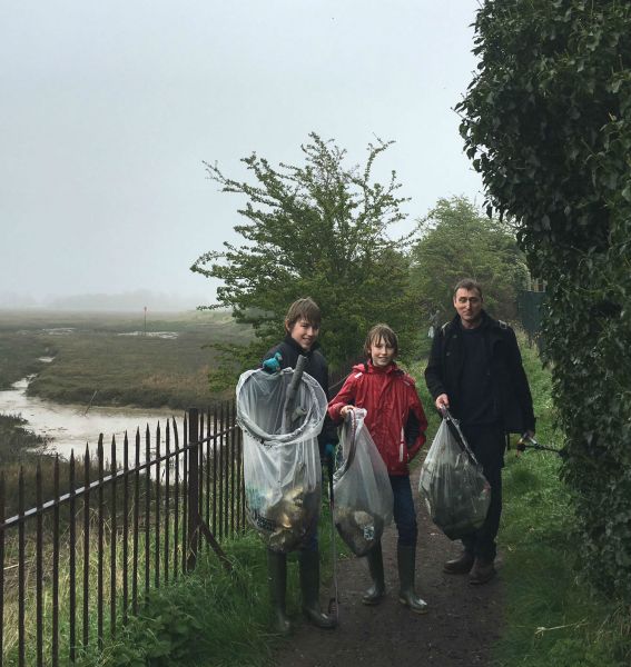 Swale Friends of the Earth volunteers after their litter pick in the rain