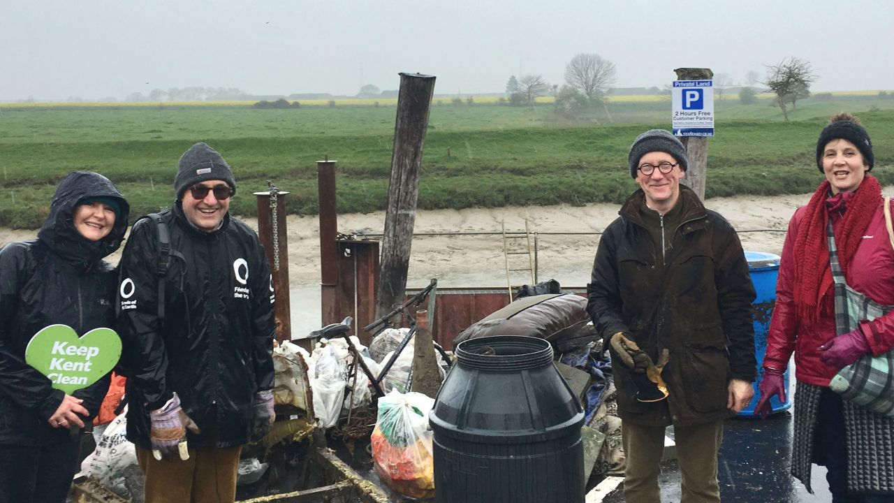 Swale Friends of the Earth volunteers after collecting plastic waste 