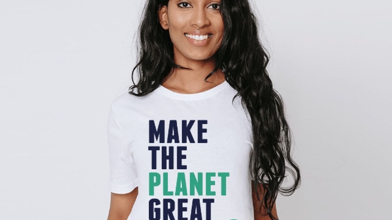photo of model wearing Make the planet great again tee-shirt