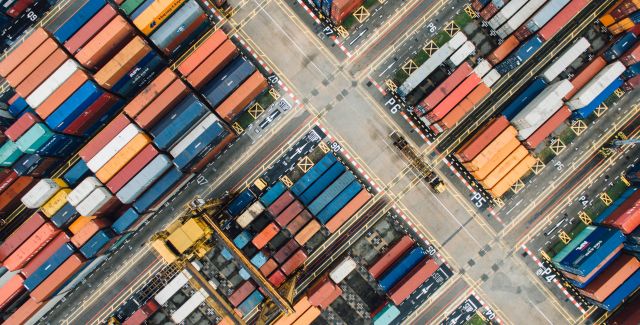 Aerial photo of shipping containers
