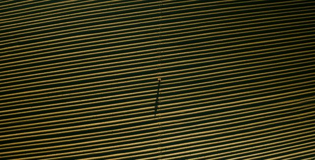 aerial photo of ploughed field
