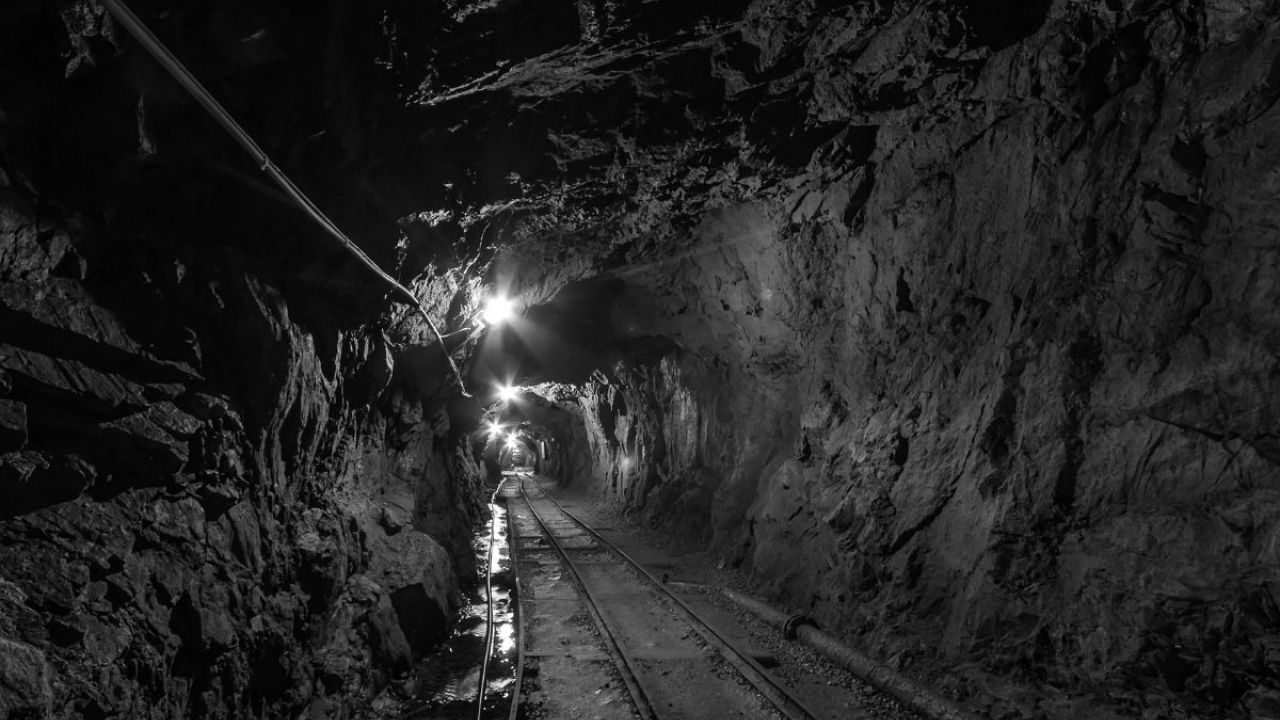 An underground coal mine shaft