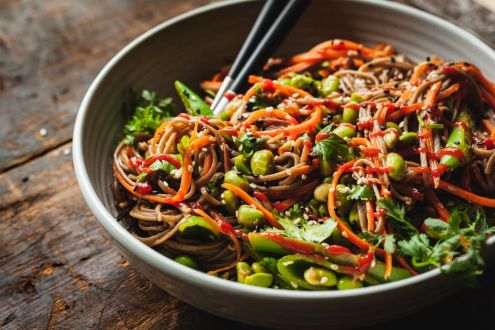 Vegetables with soba noodles
