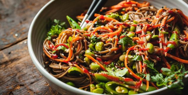 Vegetables with soba noodles