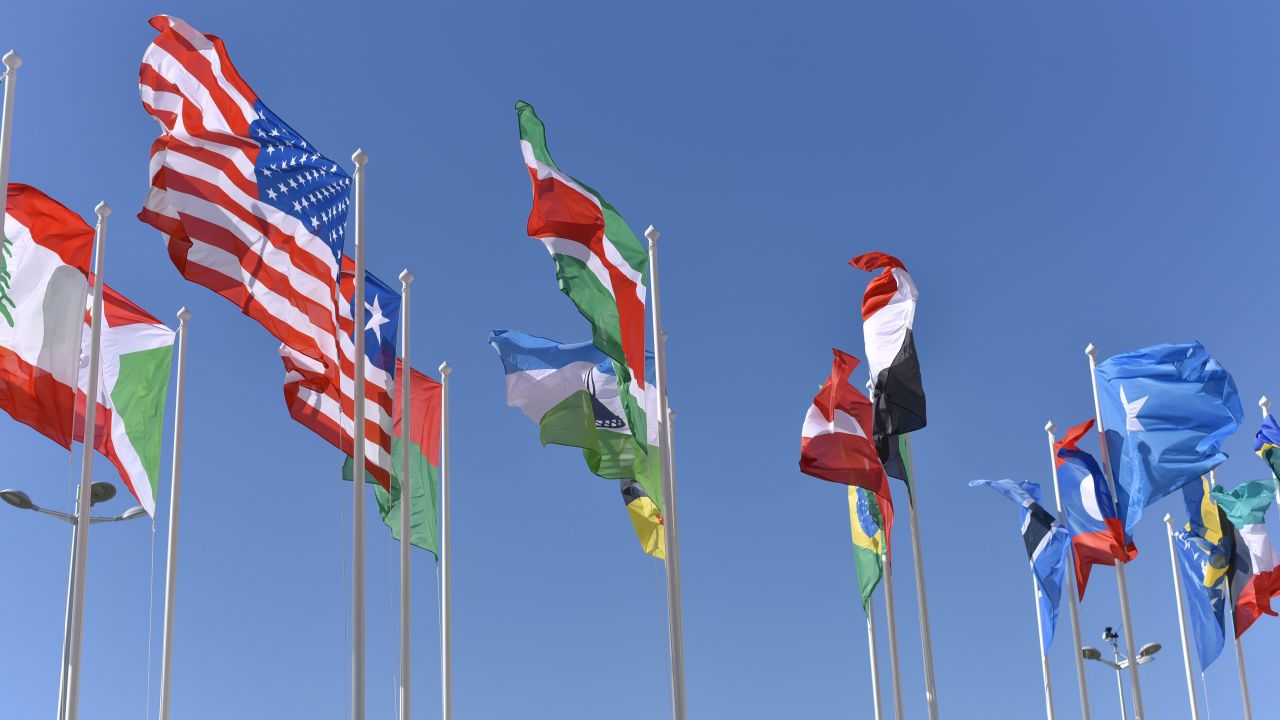 Assorted national flags