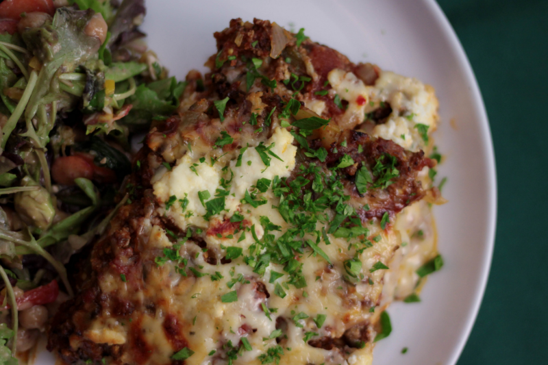 Vegetarian and wheat-free lasagne on a plate