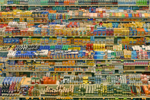 supermarket food shelves
