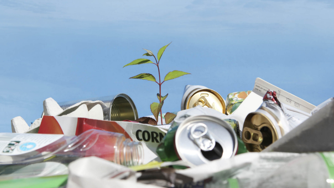 Pile of waste and rubbish in landfill