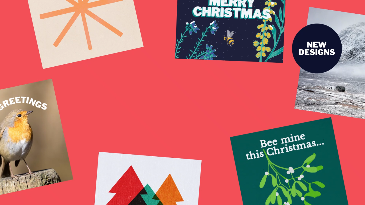 A range of Christmas e-card designs