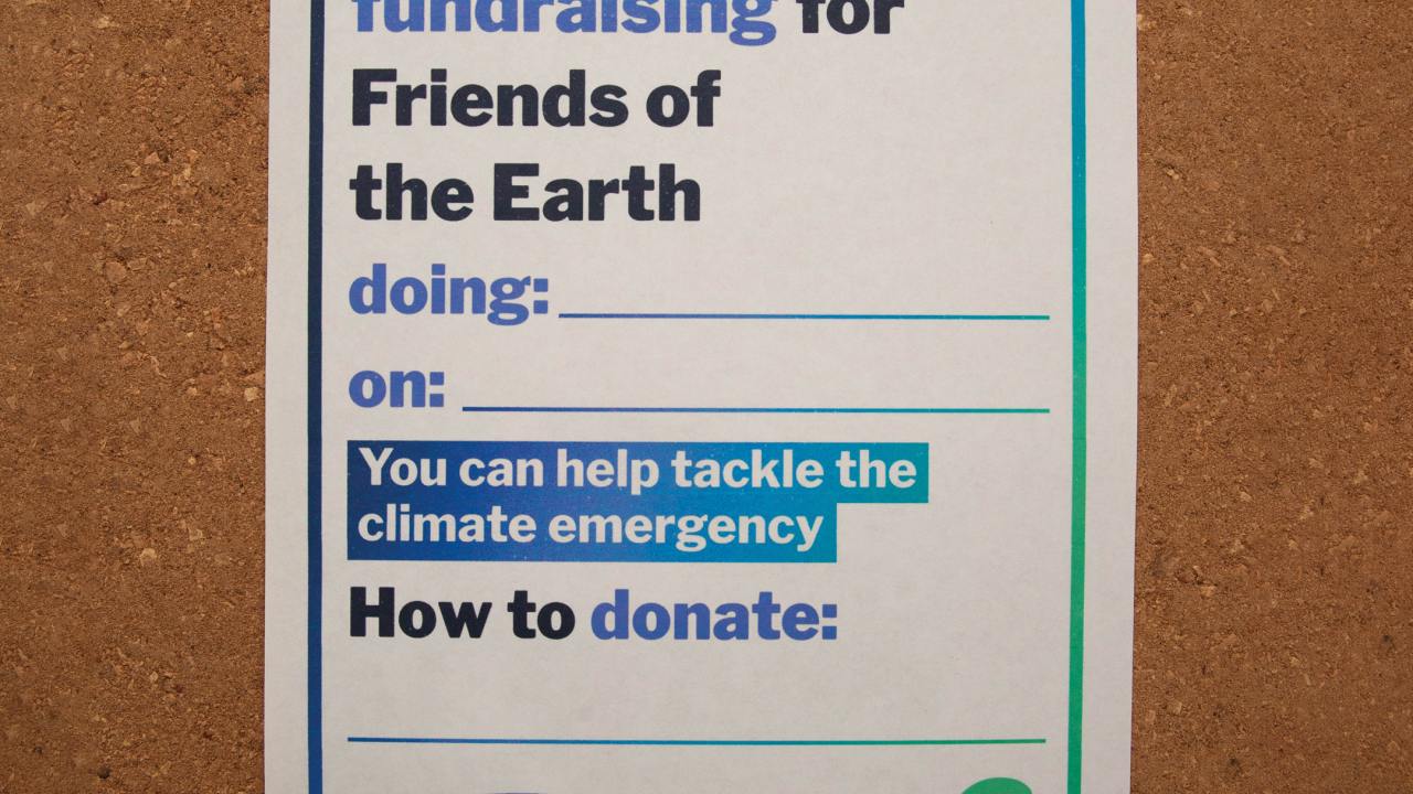 Fundraising poster on noticeboard