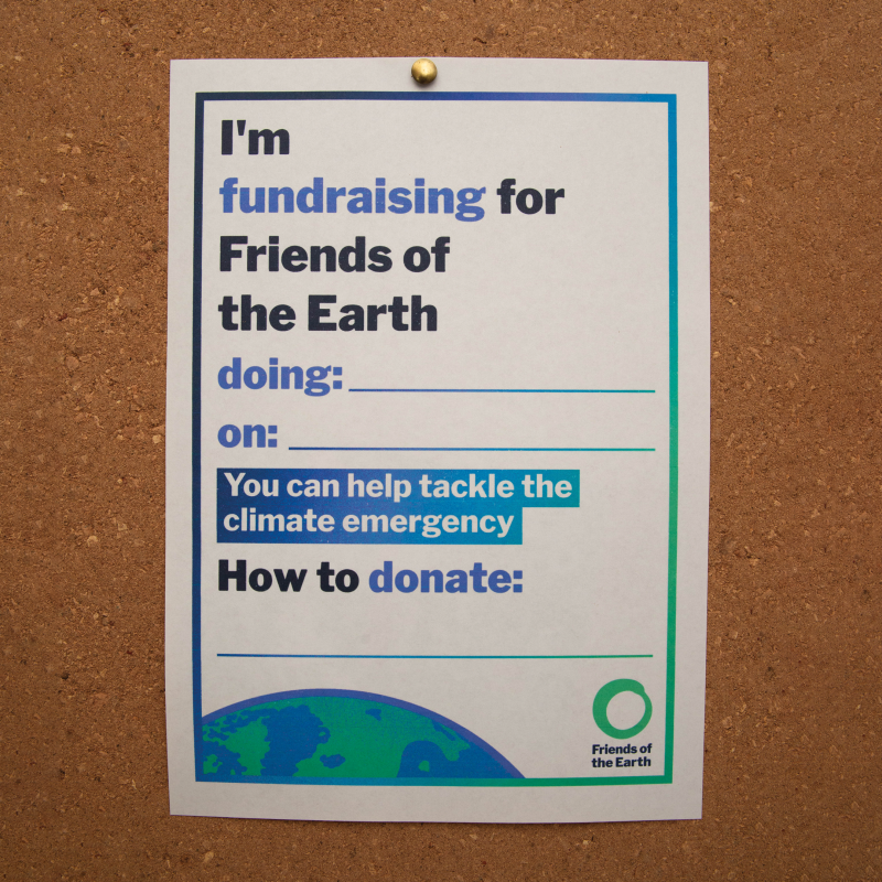 Fundraising poster on noticeboard