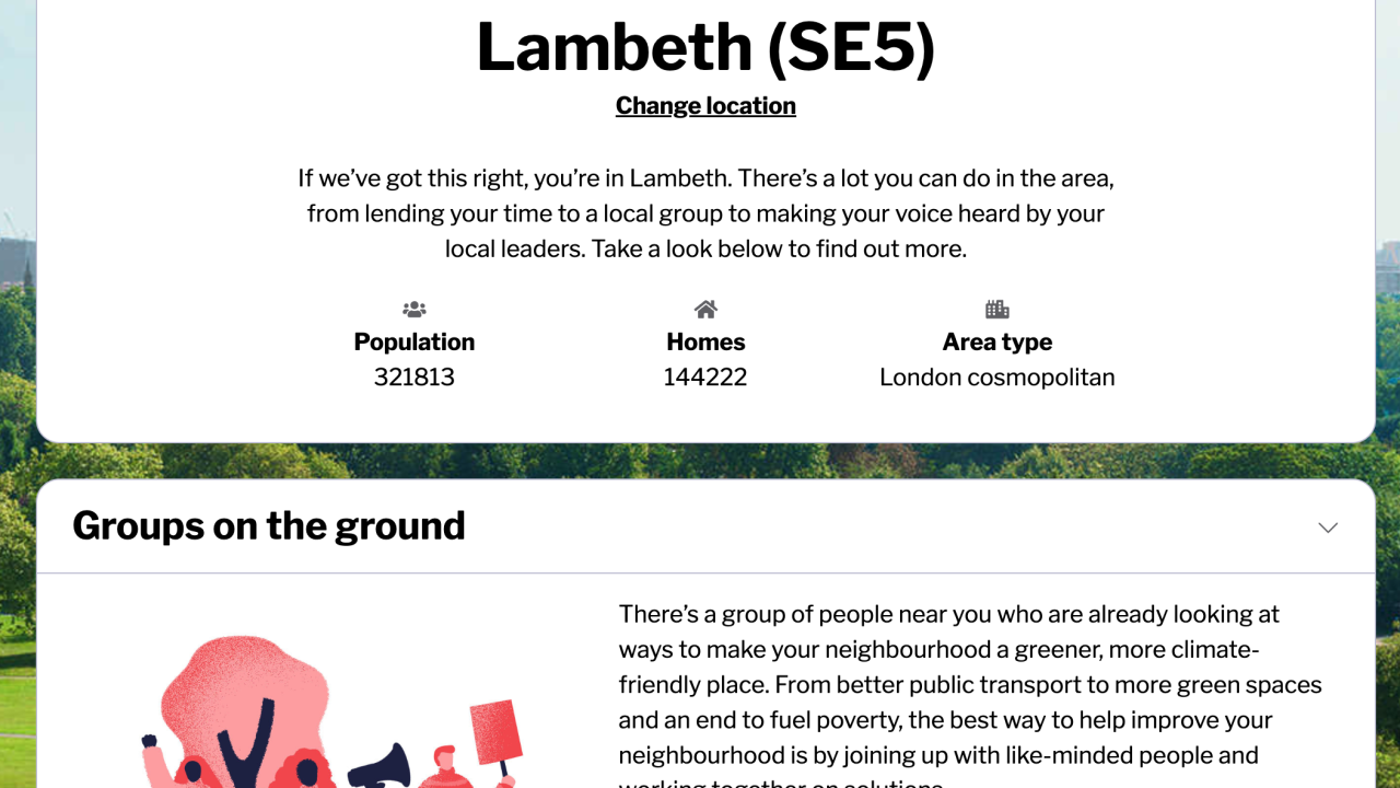 Screenshot of a Near You page