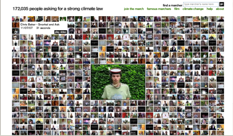 A screenshot of the Big Ask online campaign where supporter uploaded their own videos to put pressure on MPs to support a climate change law